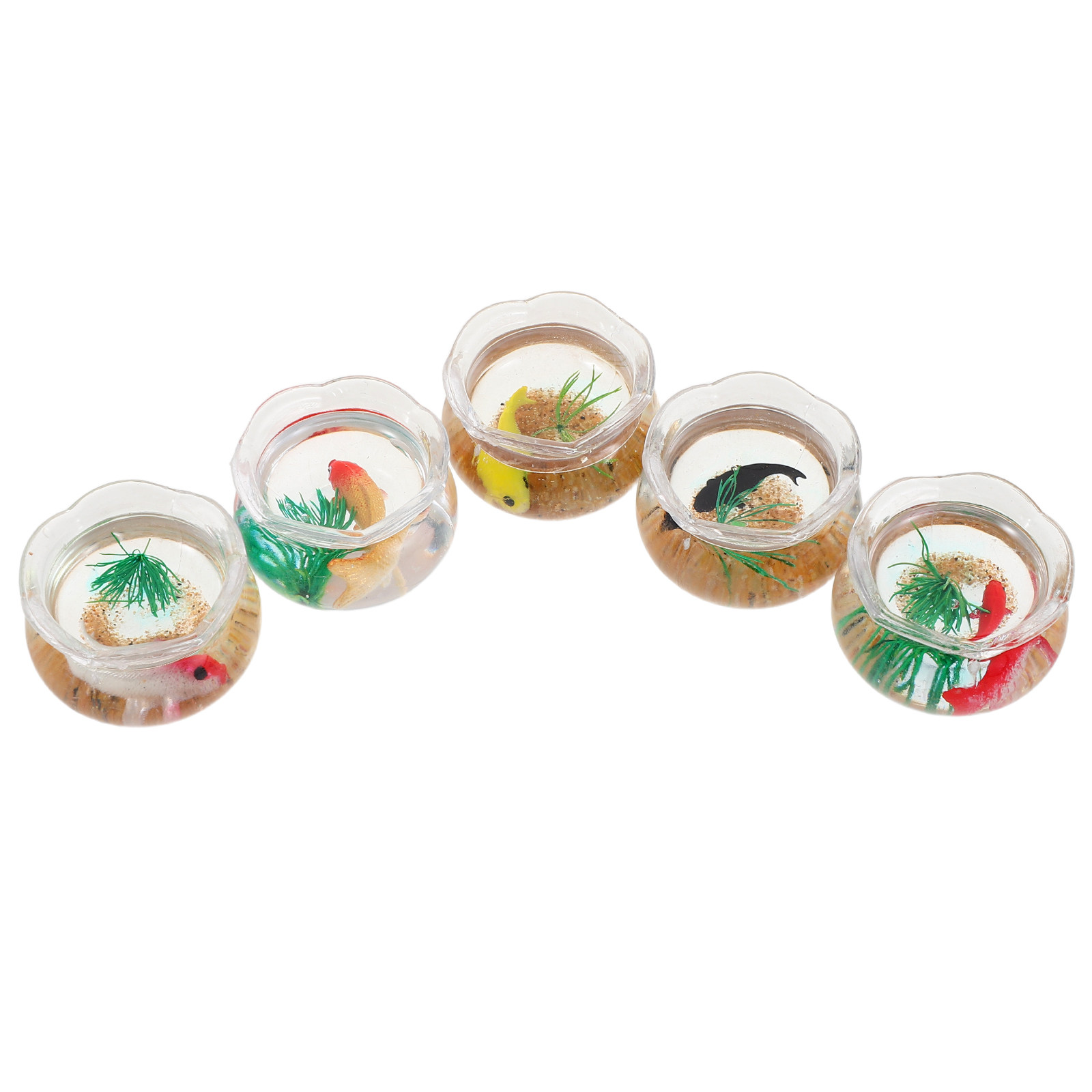 Aquarium Planted Fish Tank - 5Pcs Mini Fish Bowl Realistic Koi