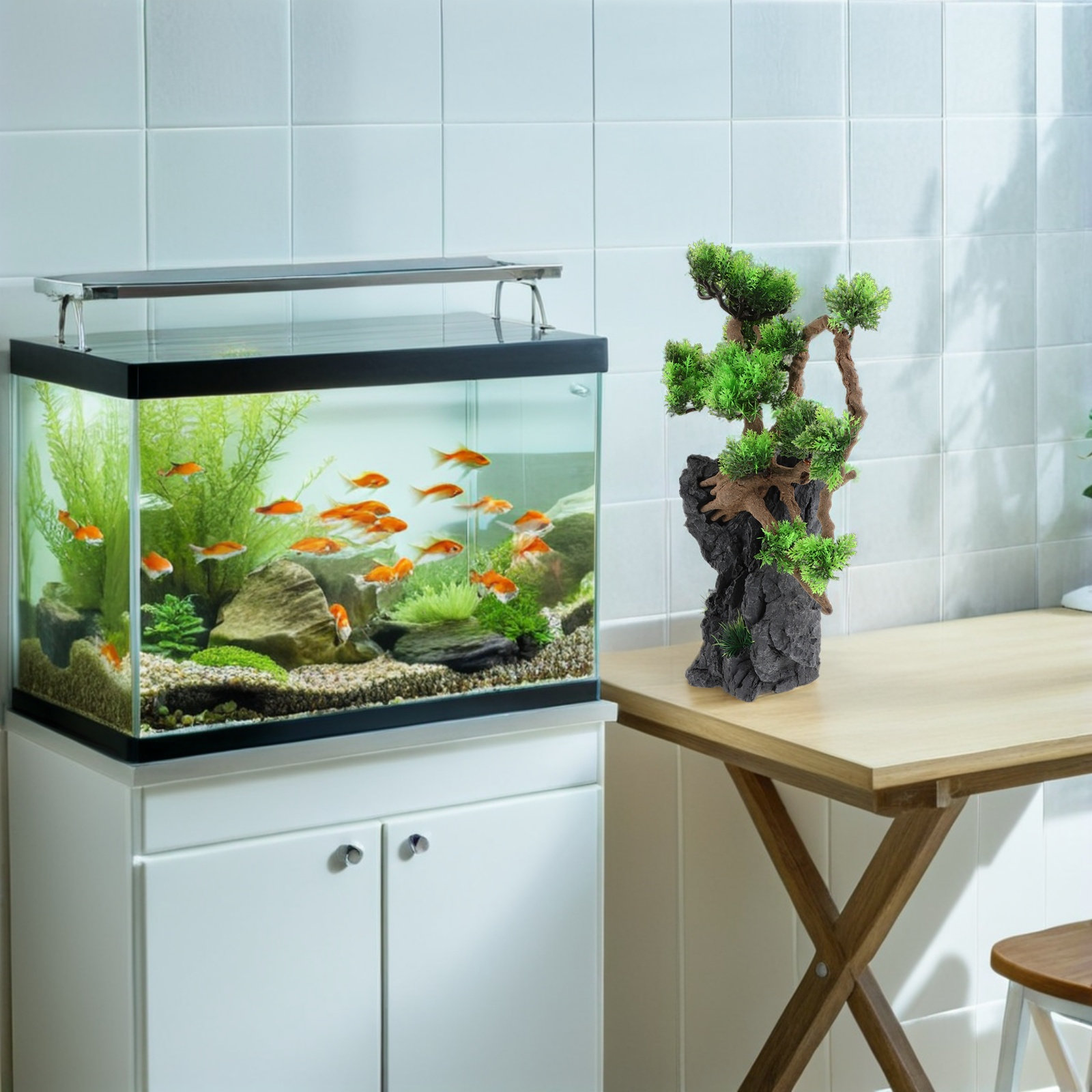 Artificial Aquarium Tree Decor - Planted Aquarium For Goldfish ulasan dan harga