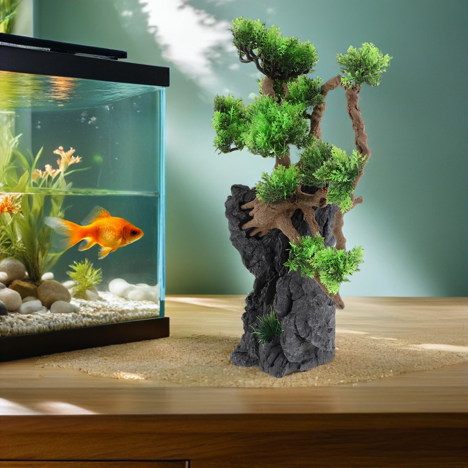 Artificial Aquarium Tree Decor - Planted Aquarium For Goldfish ulasan dan harga