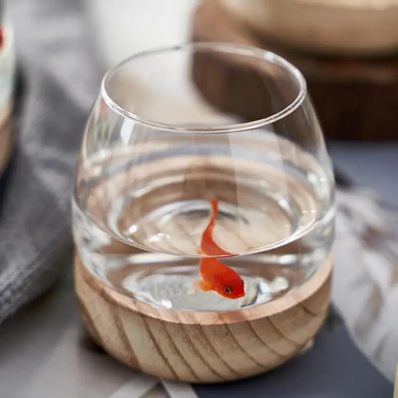Decorative Round Glass Fish Ta - Planted Aquarium For Goldfish ulasan dan harga